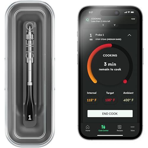 Smart Wireless Meat Thermometer with Ultra-Thin Probe Unlimited Range Bluetooth
