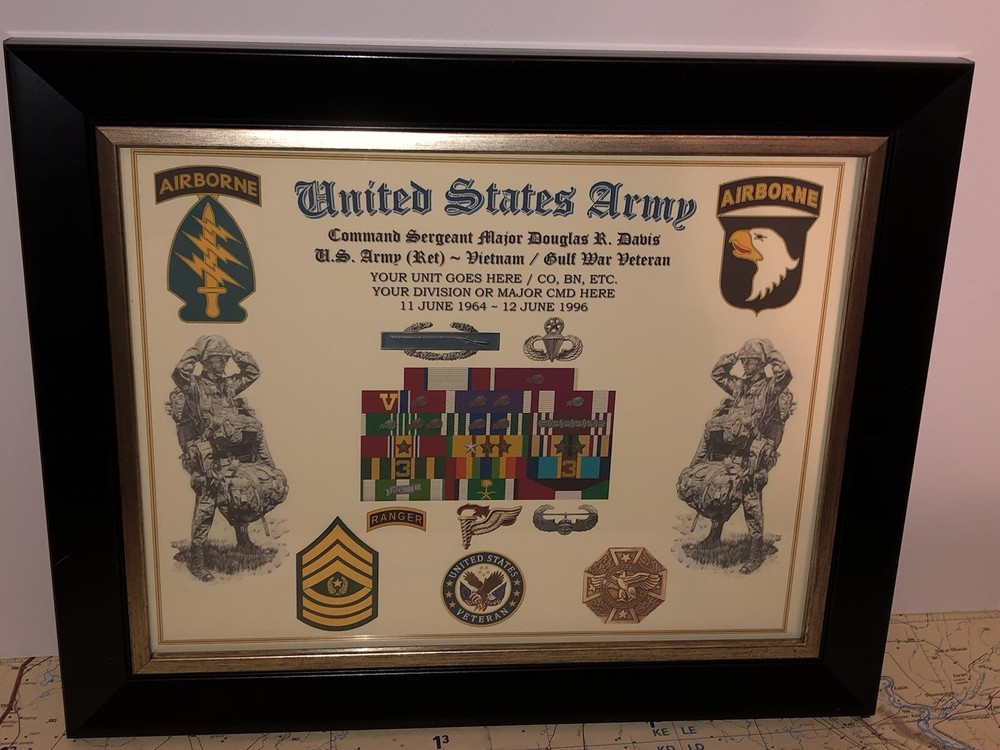 U.S. ARMY - COMMAND SERGEANT MAJOR E-9 / VETERAN RIBBON RACK PRINT w/AWARDS