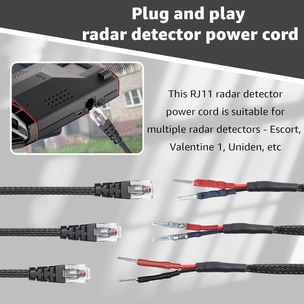 Radar Detector Hardwire Power Cord Mirror Wire Plug Tap