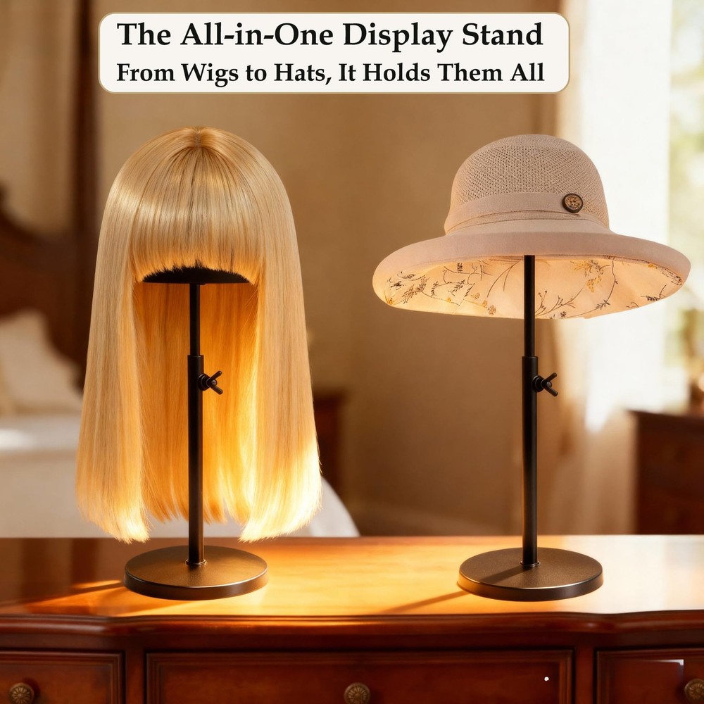 Adjustable full-iron black wig stand 1 pack 12.2-22.5