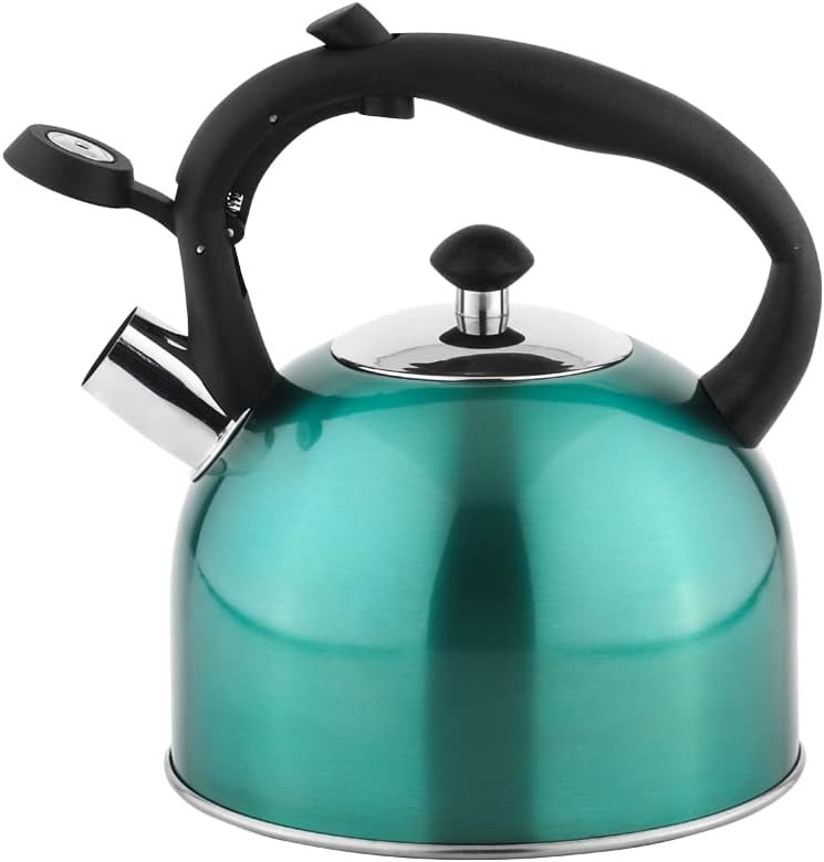 Compact Fast Boiling 2.4-Quart Whistling Tea Kettle with Ergonomic Handle