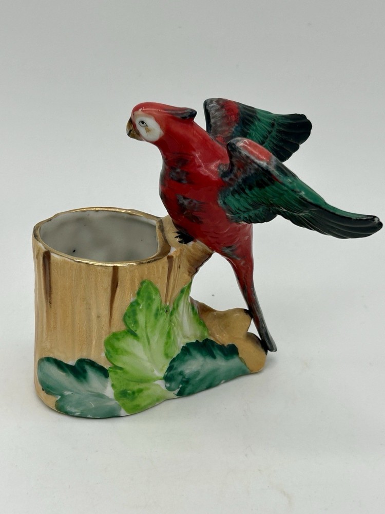 Vintage Hand Painted Parrot, Macaw Figurine Planter