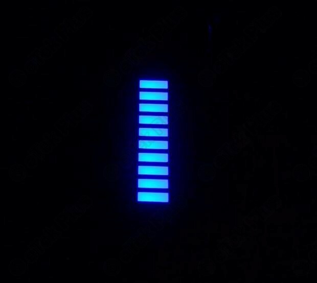 12x BLUE LED Color 10-SEGMENT Light BAR GRAPH Display Array GRAY-FACE - USA