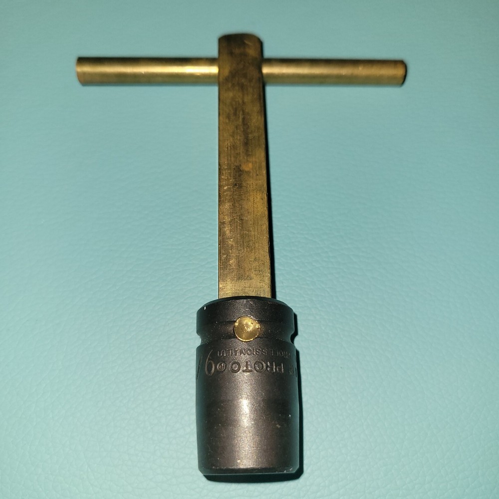 Vintage Profession Solid Brass T-Handle Socket Tool 9/16 number 7418 H.. Rare