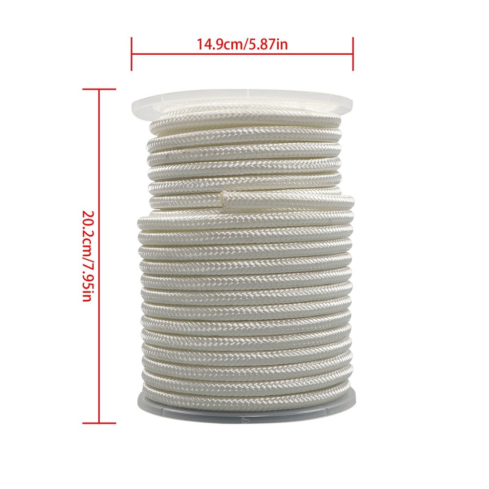 White 3/8 Inch Nylon Rope 100 Foot Spool 100% Nylon Solid Braid Rope Dyeable