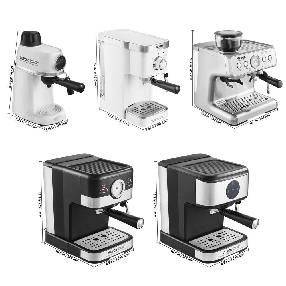 VEVOR Espresso Machine 3.5/15 Bar Semi-Automatic Espresso Coffee Maker 5 Types
