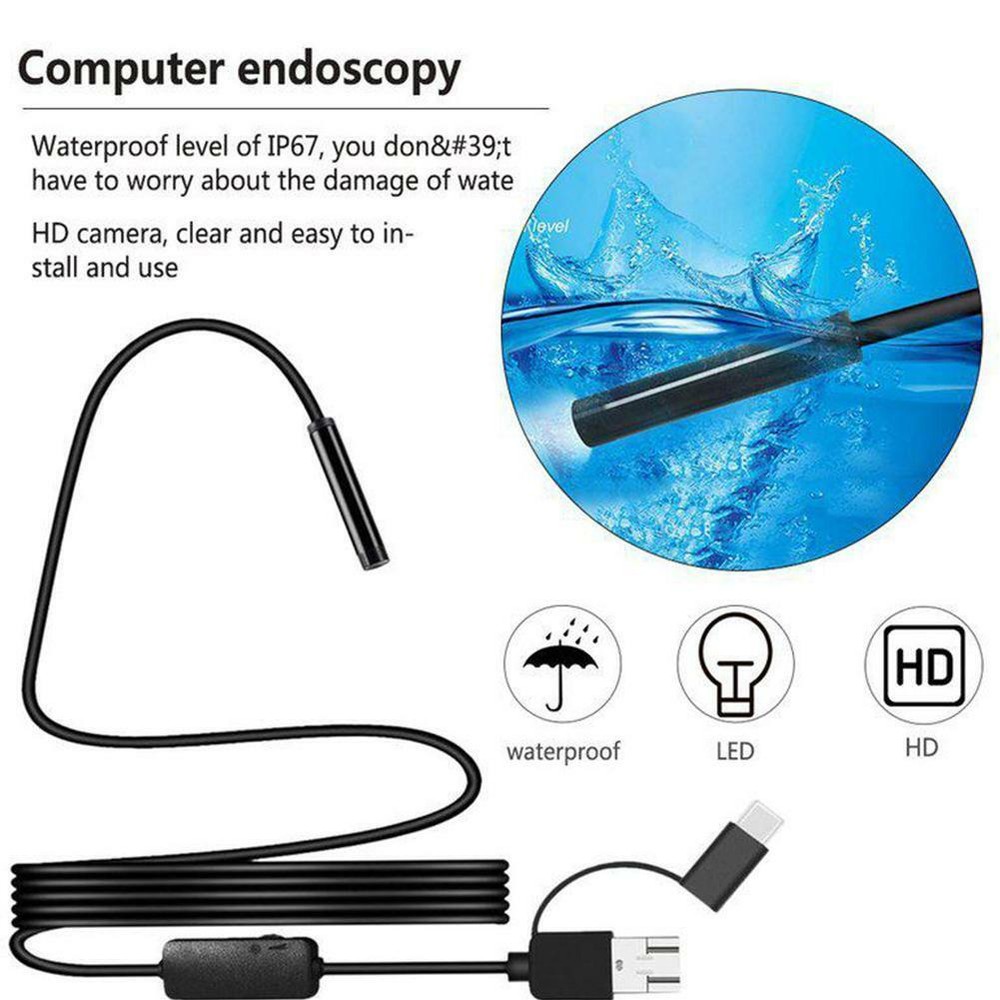 6.5FT Direct Plug To Android Borescope Endoscope Snake Inspection Camera IP67