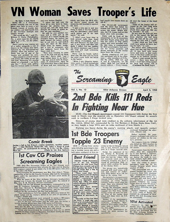 101st Airborne "Screaming Eagle Newspapers" 1968 Issues" - ON THUMB DRIVE