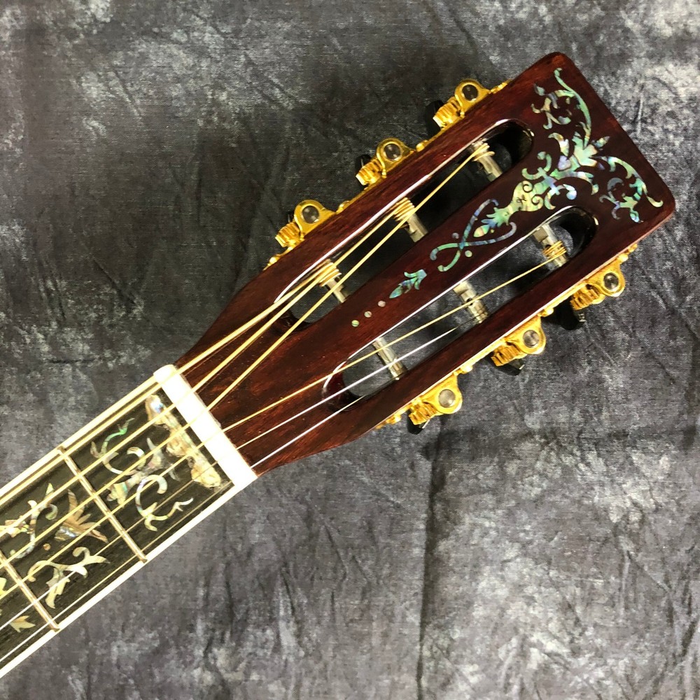 39" Cherry Solid Spruce OOO Type Acoustic Guitar Abalone Ebony Fingerboard