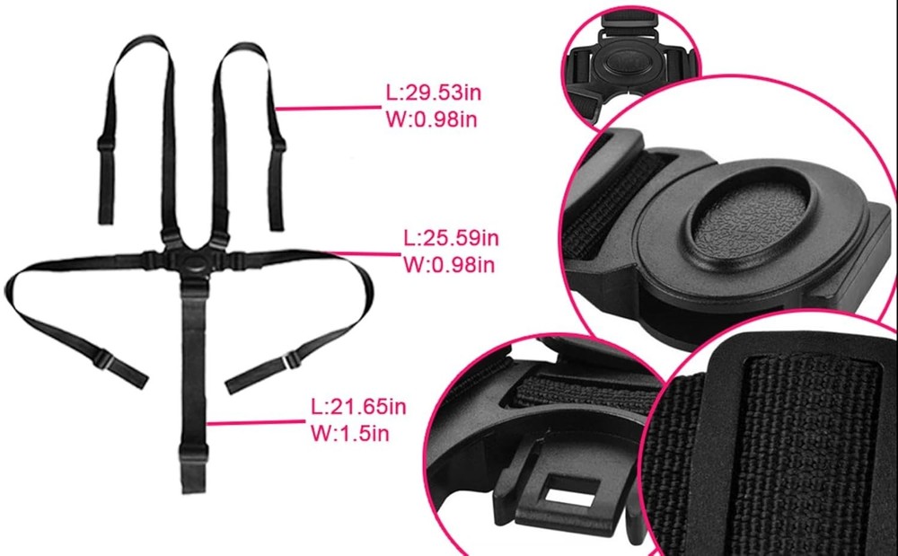 Adjustable 5-Point Safety Harness for Strollers & High Chairs
