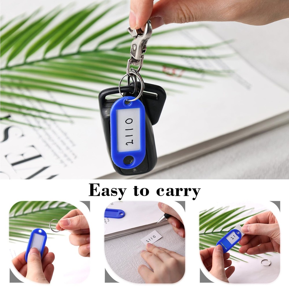 SallyFashion 50 PCS Plastic Key Tags with Split Ring, Label Medium, Multi