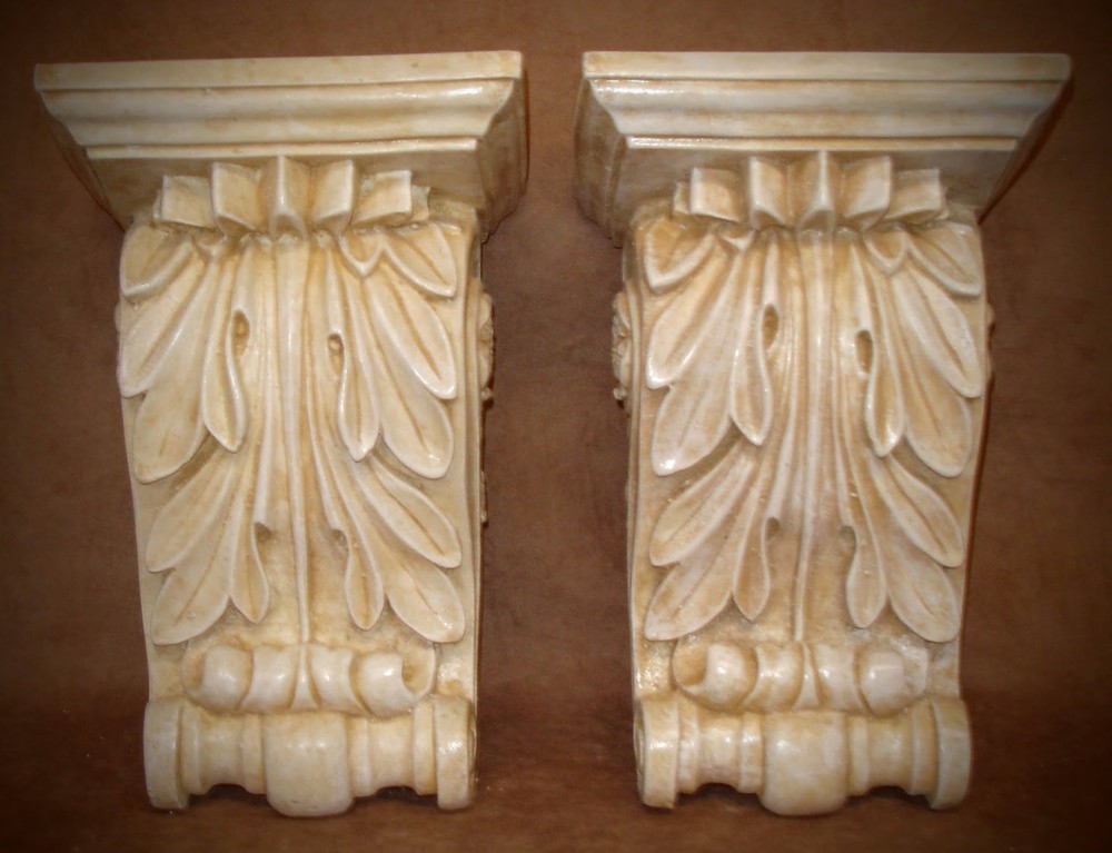 Vintage Classical Leaf Shelf Acanthus leaf Wall Corbel Sconce Bracket Pair