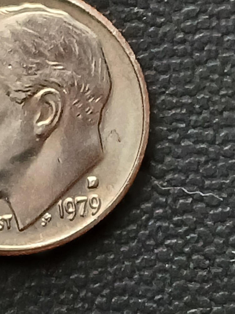 1979 D Dime Error Filled D mint Mark