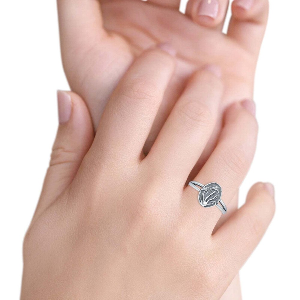 Mushroom Oxidized Ring 925 Sterling Silver 11.2mm