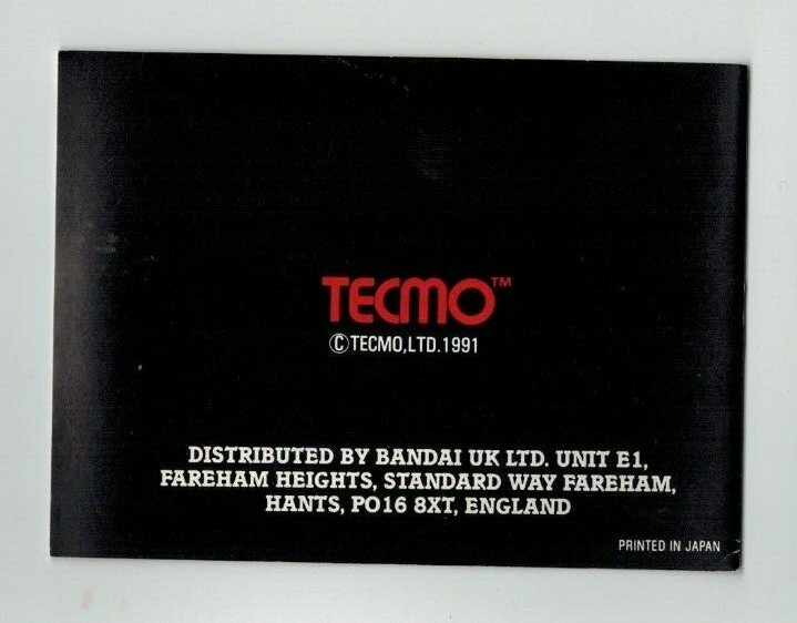 Gameboy Shadow Warriors Instructions Only