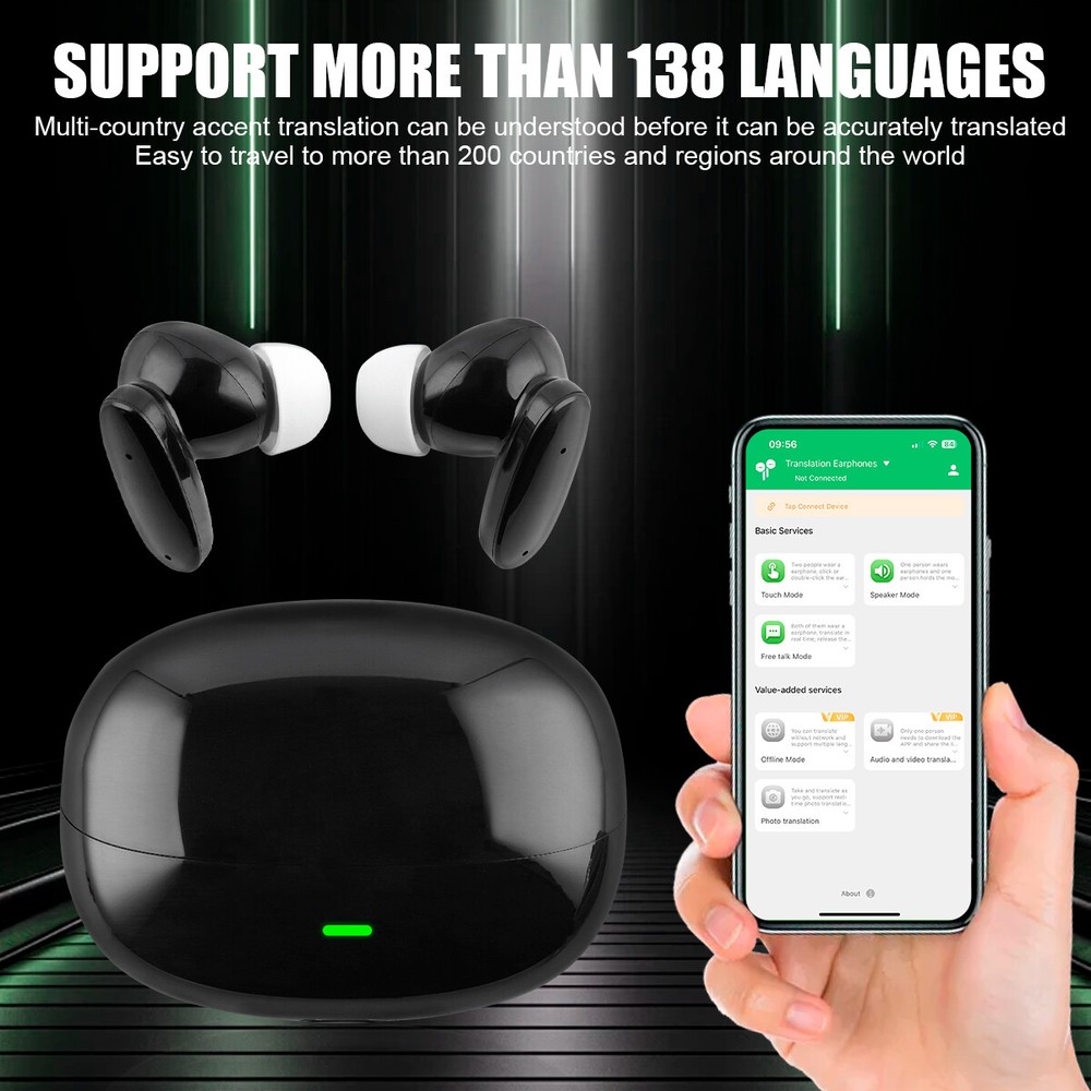 Wireless Bluetooth Translator Earbuds Real Time Translator Device 144 Languages