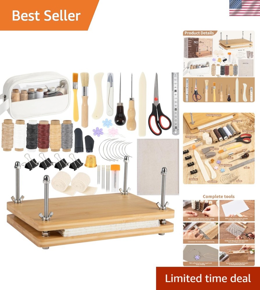 50 Pcs Book Binding Kits for Beginners - Complete DIY Kit with Tools & Instru...