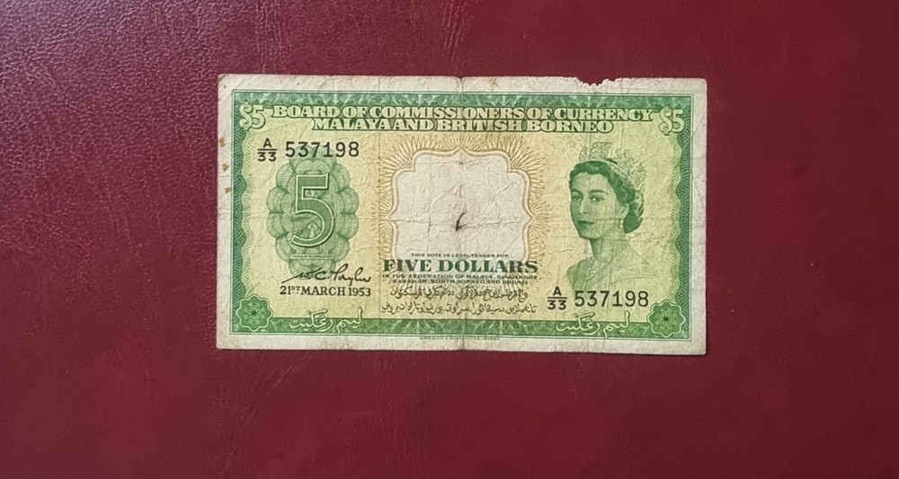 Malaya 5 dollar 1953