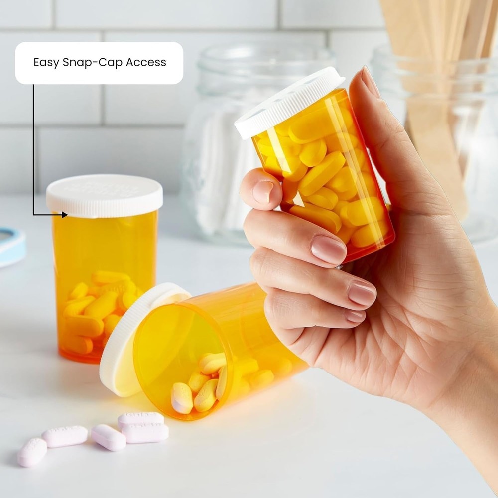 Empty Pill Bottles with Caps - Easy-Open Plastic Vials with Caps - Compact Tr...
