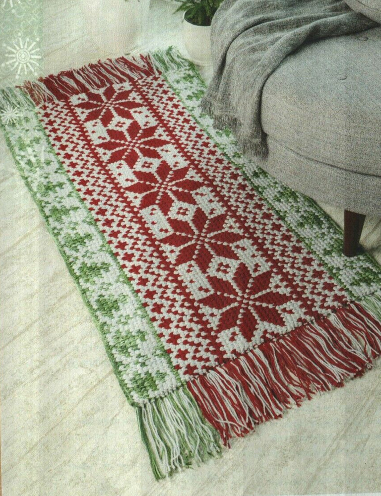 HOLIDAY FAIR ISLE RUG CHRISTMAS CROCHET PATTERN INSTRUCTIONS