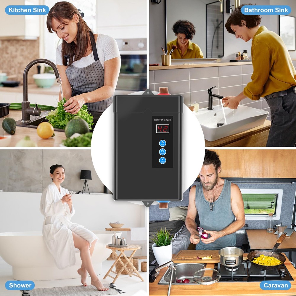 3KW Electric Tankless Water Heater, 110V High Efficiency, On-Demand Hot Water...