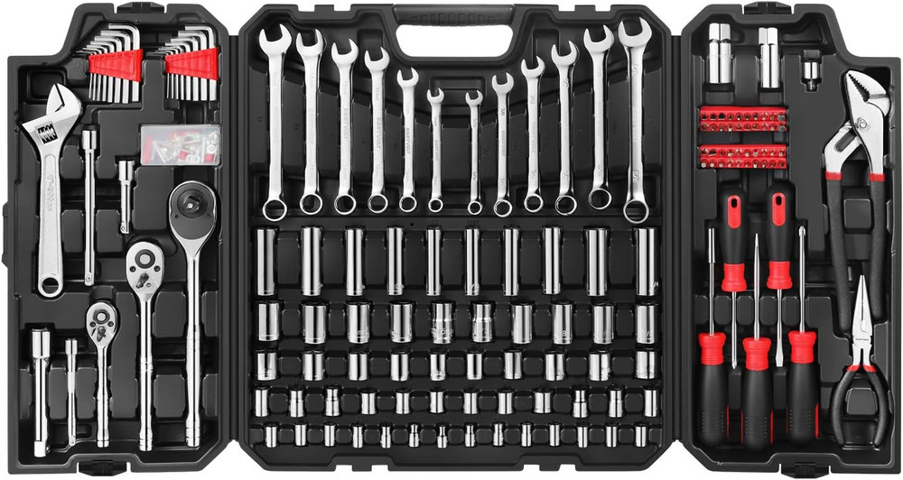 248 Pieces Mechanics Tool Set, General Purpose Mixed Sockets and Wrenches, Hand