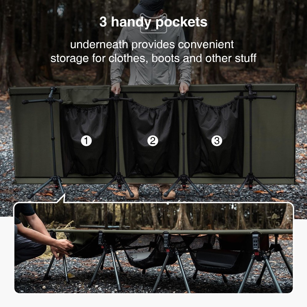 SUPRATIROS Extra Large Camping Cot, Height Adjustable Oversized Sleeping Cot ...