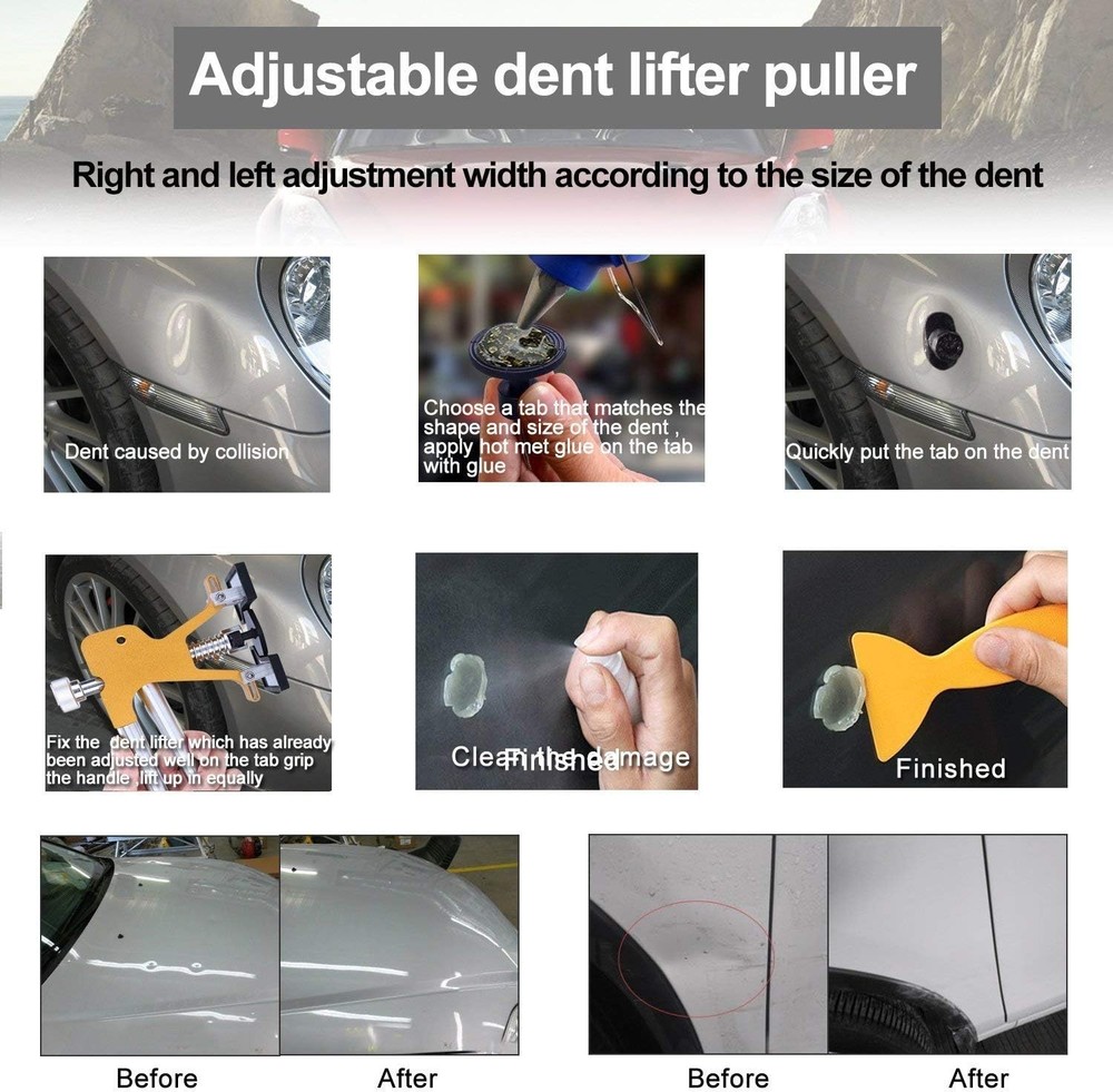 Auto Dent Puller Kit with Adjustable Golden Lifter & 21-Size Tabs