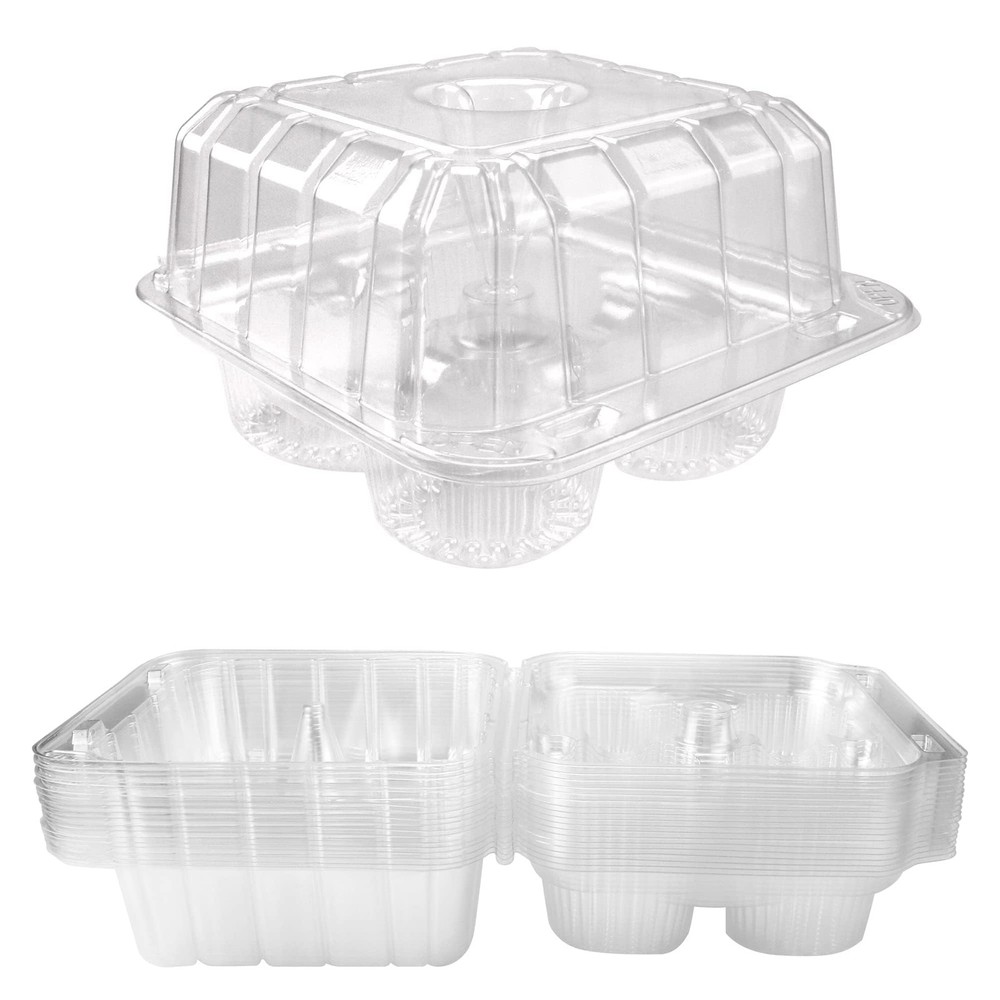 20 Pack 4compartment Clear Plastic Cupcake Boxes 4cavity Cupcake Holders Clear C