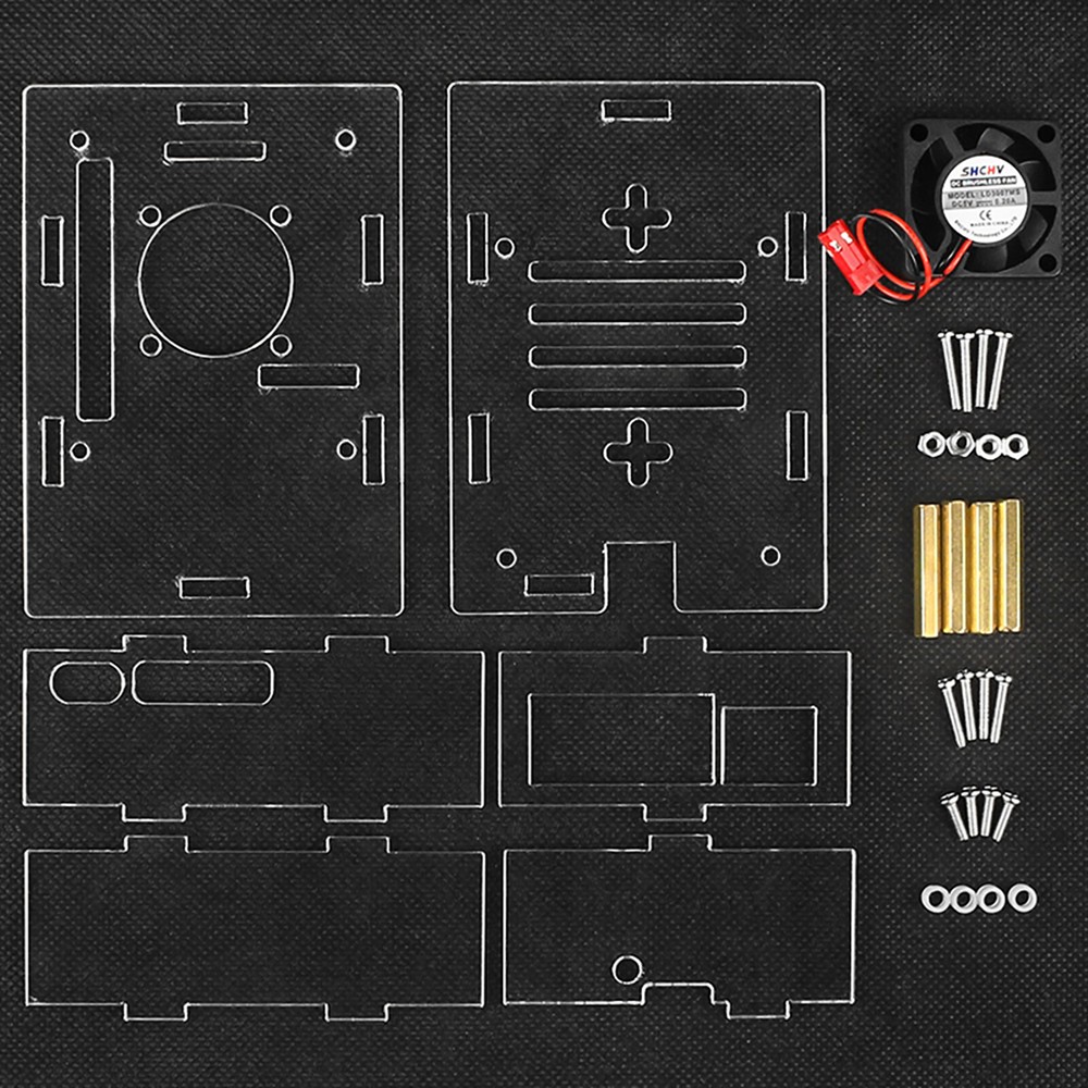 High Quality Acrylic Protective Case With Heat Cooling Fan for Raspberry Pi 5