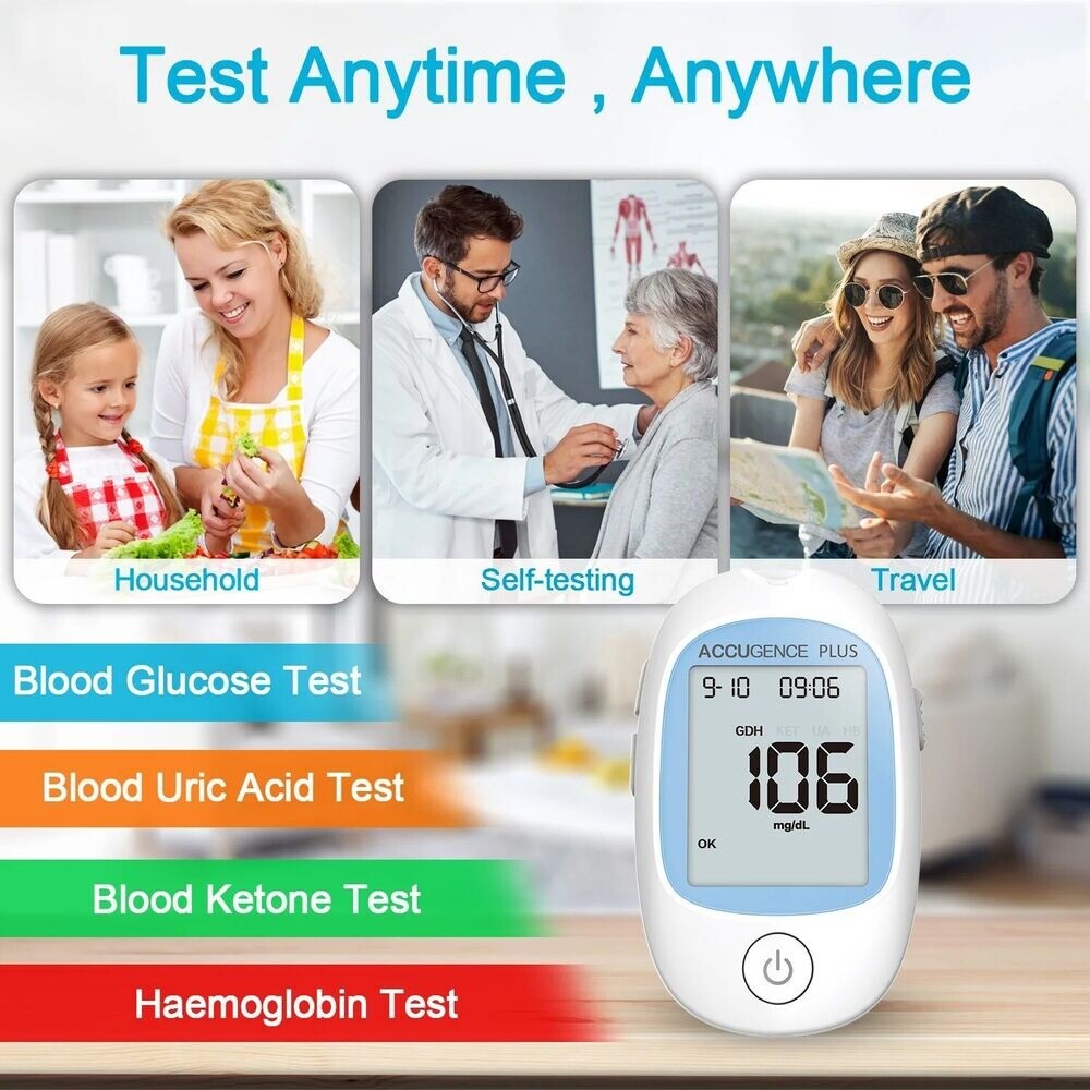PM900 Blood Sugar Test Strips (50ct) - Includes Lancets for Home Testing
