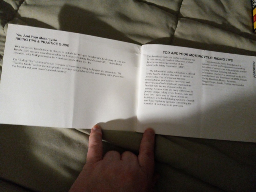2000 Honda Motorcycle Riding Tips Manual Techniques Precautions Skill Test SS
