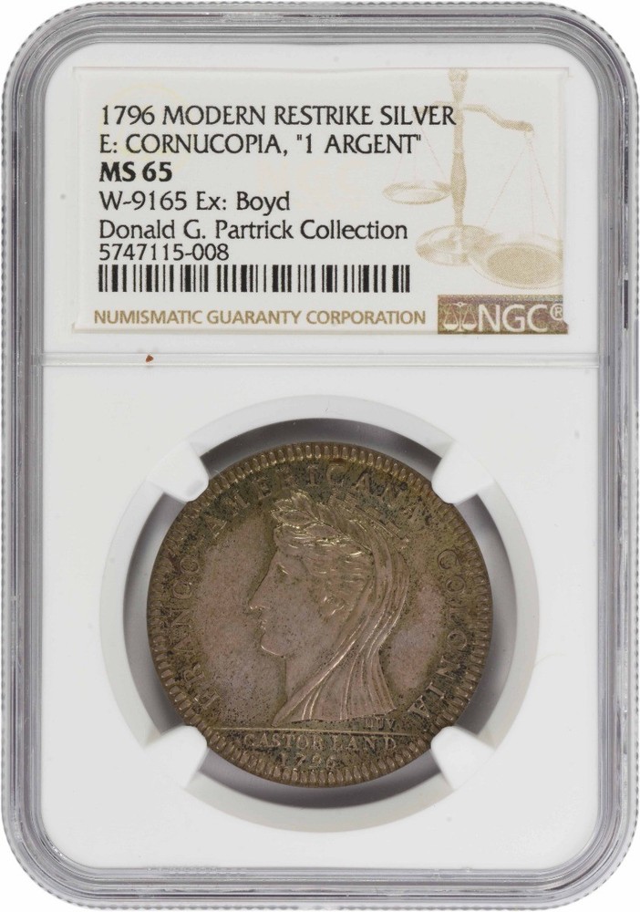 1796 Castorland Silver Medal Restrike Cornucopia MS65 NGC