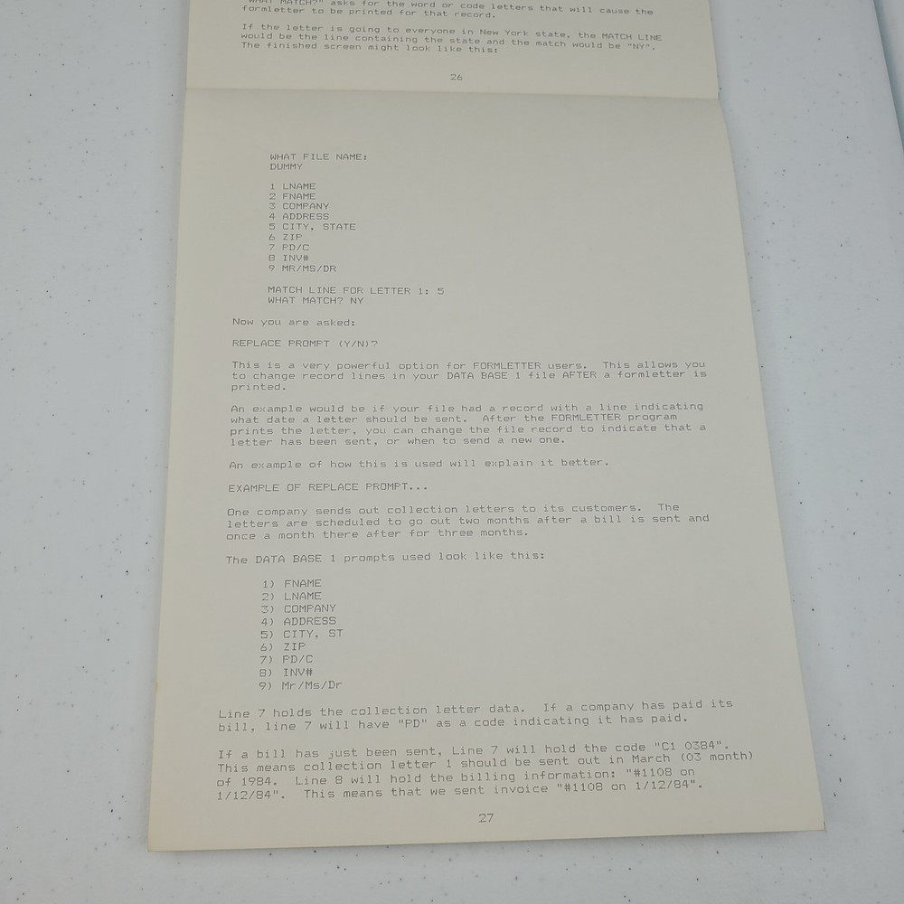 TI-99/4A Data Base 1 Computer Game Manuel Instructions Only Guide SPC Software