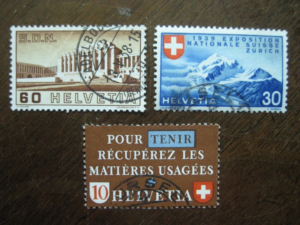 Switzerland Mi No. 323, 340, 406 Postmarked d6)