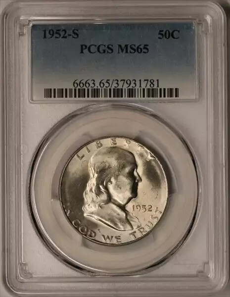 1952-S Franklin Half Dollar PCGS MS65