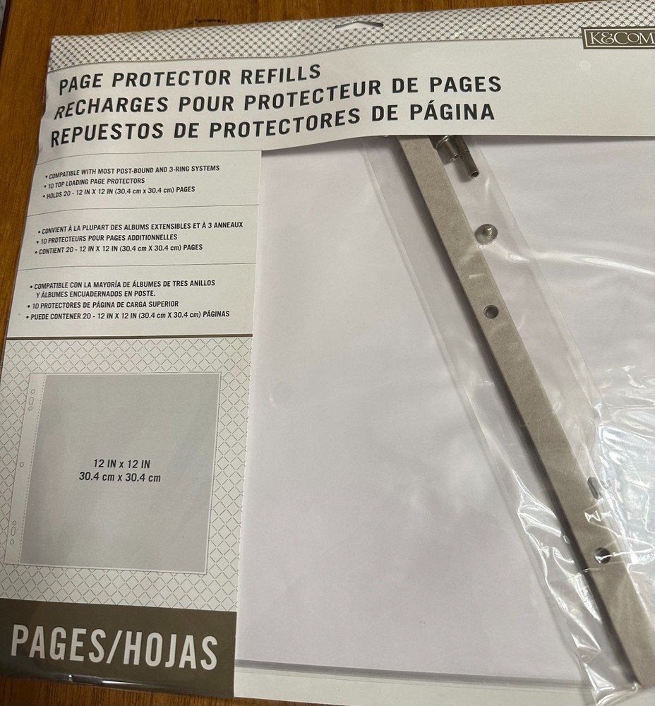 K&Company Post Bound Page Protector Refills 12"X12" 10/Pkg-W/White Inserts