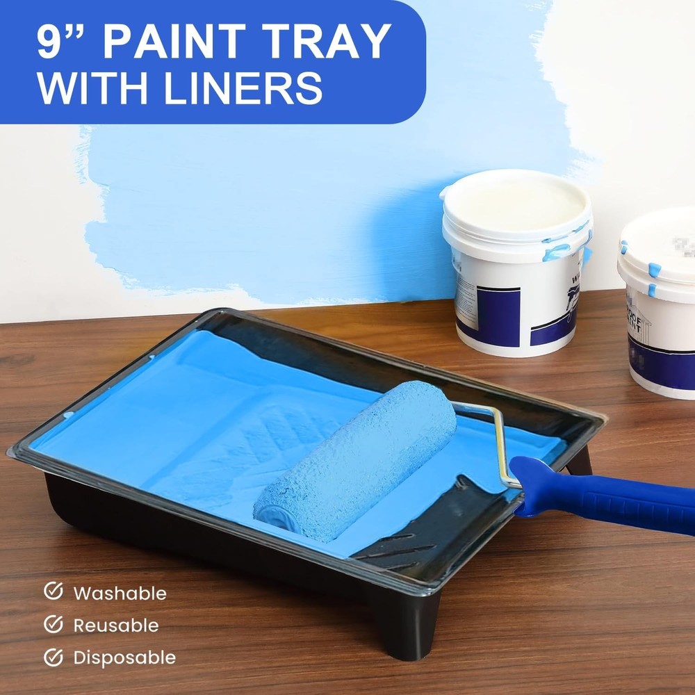 27 PCS Paint Roller Kit with Extension Pole, 4" & 9" Paint Rollers, Professional