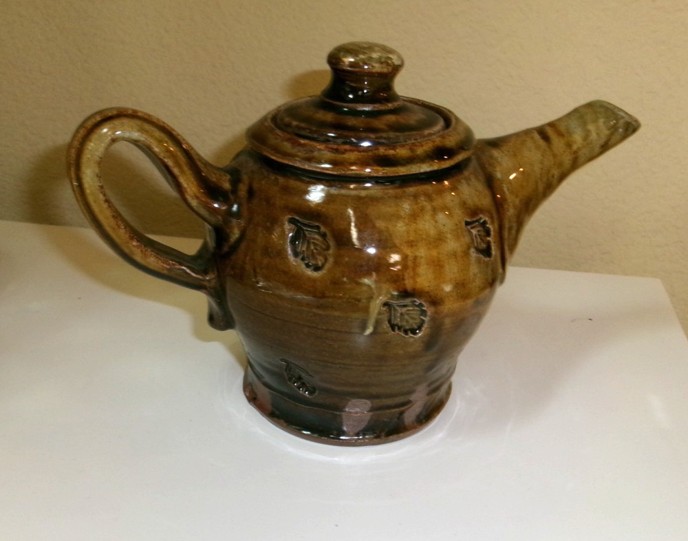 Handmade Pottery Tea Pot 6" Tall Brown Rustic