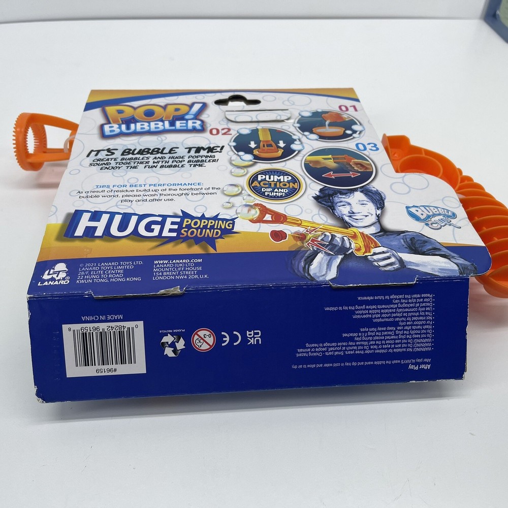 Lanard POP BUBBLER Bubble Shooting Gun with Dipping Tray & Bubble Solution