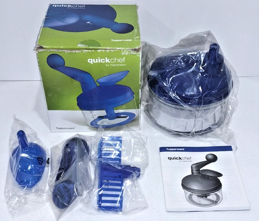 TUPPERWARE Quick Chef Pro System/Manual Turn Handle Food Processor Sapphire Blue