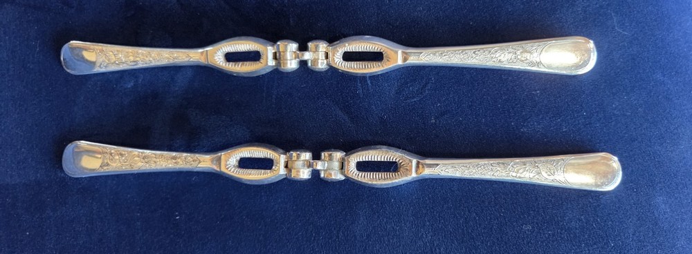 Pair Vintage Intricately Patterned Silverplated Nut Crackers WH Great Shape