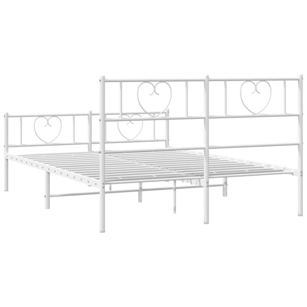 Bed Frame White Powder-coated steel King Bed Frame Rectangular