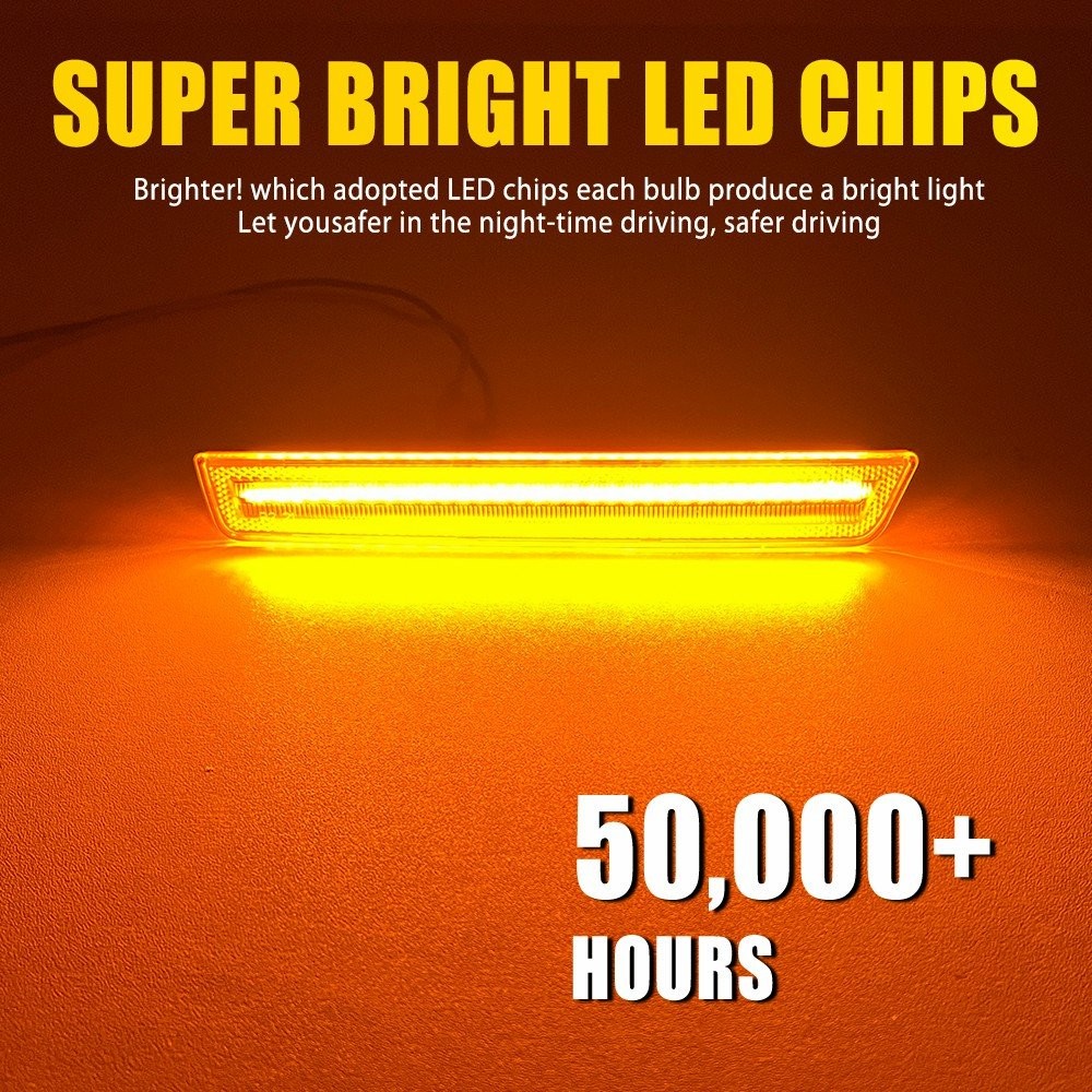 2PCS Amber For 2015-2022 Dodge Challenger Front Bumper Side Marker Signal Lights