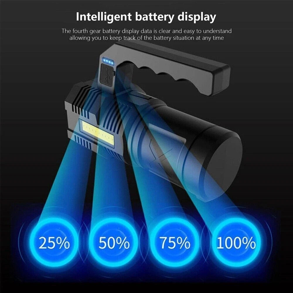 9000000 Lumens Super Bright LED Flashlight Tactical Rechargeable LED Work Lights