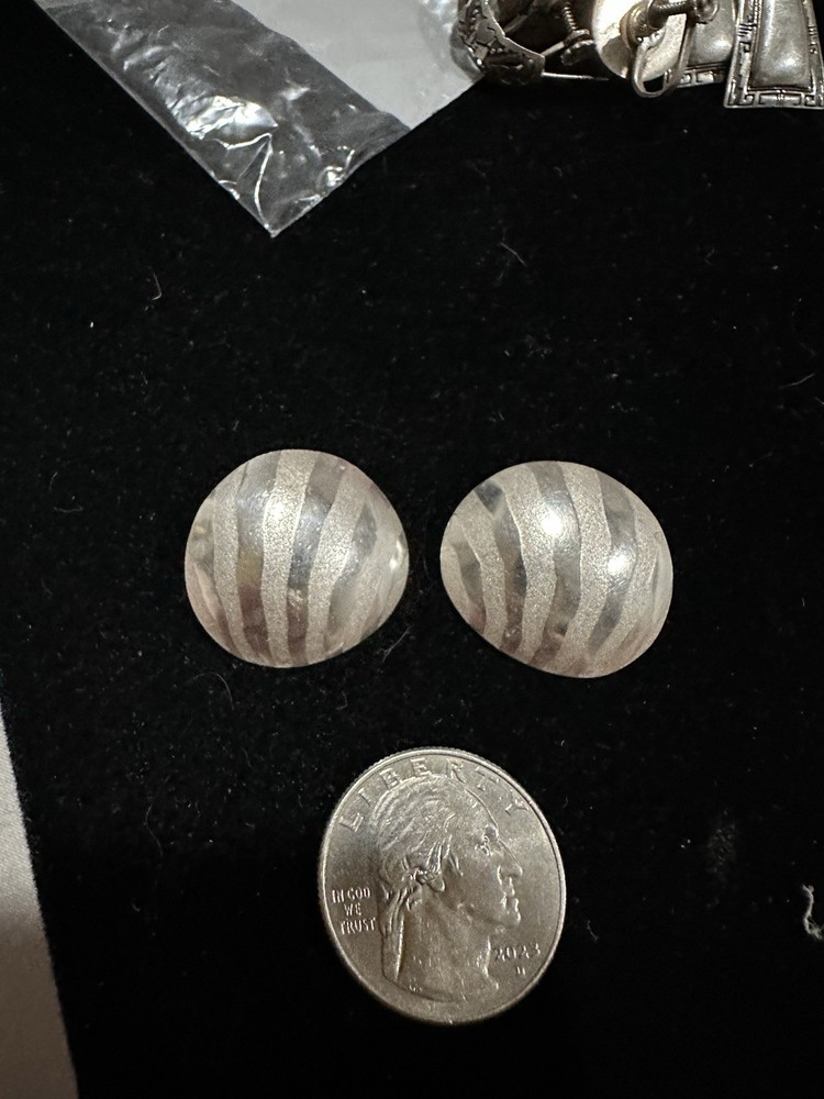 Judith Wright Modernist Textured Sterling Silver EARRINGS Signed Clip On