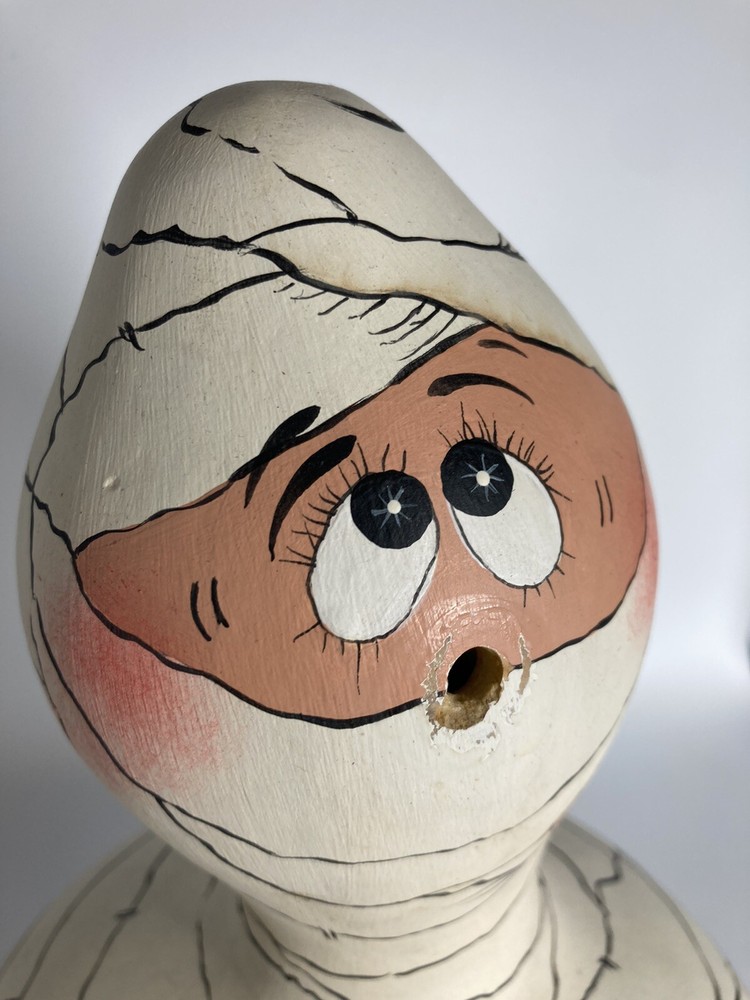 Halloween Painted Gourd Mummy Adorable Missing Nose