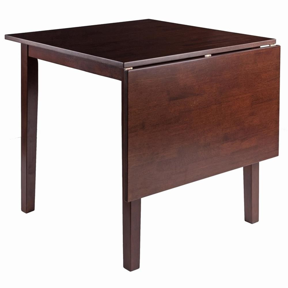 Winsome Perrone 3-Piece 48" Transitional Solid Wood Dining Set in Walnut