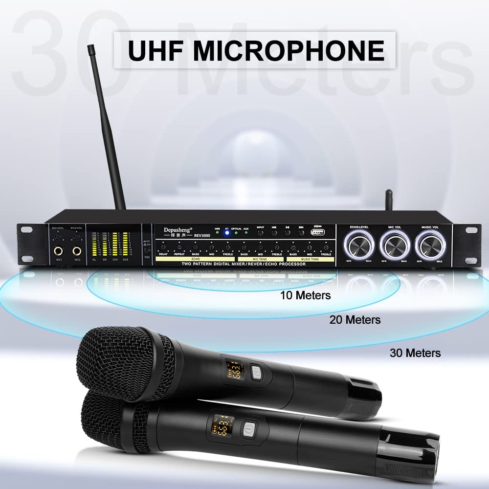 Bluetooth Karaoke Reverberator with Microphone & Anti-Howling Audio Processor