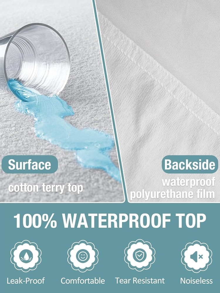 Queen Waterproof Mattress Protector,Pee and Liquid Proof Cover for Pets, Elde...